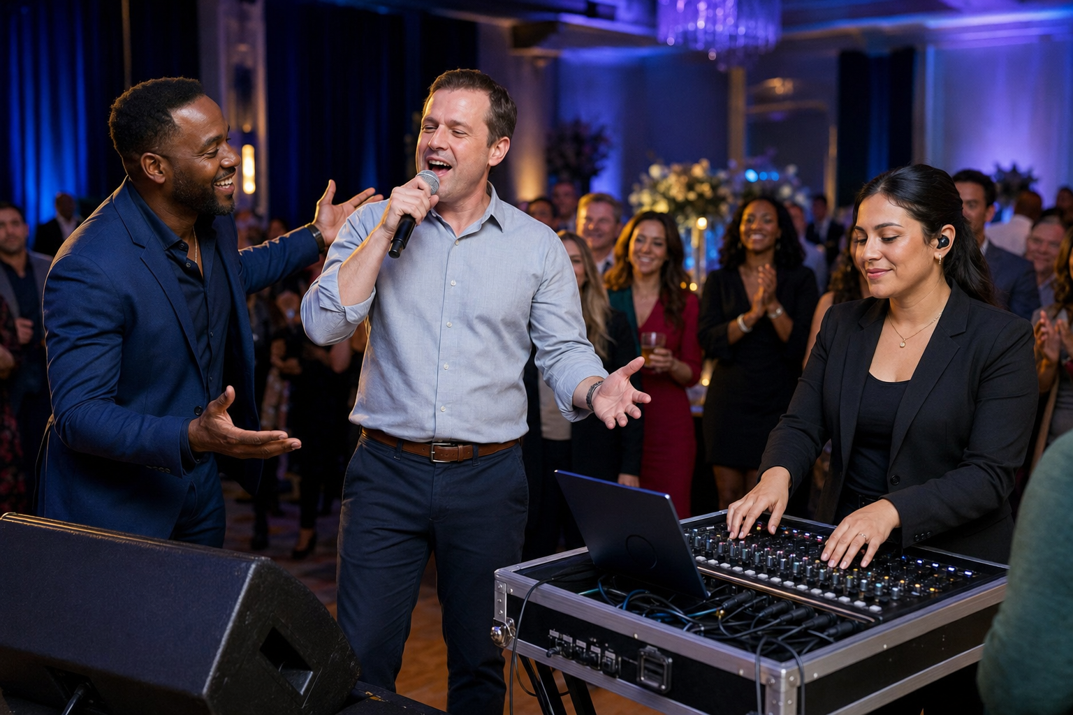 Enjoy Yourself Entertainment karaoke host supporting singers at a lively event
